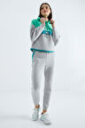 Taş Kapüşonlu Renk Bloklu Kadın Eşofman Takım - 95327 | XL