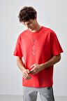 Fiesta %100 Pamuk Kalın Yumuşak Dokulu Oversize Fit Baskılı Erkek T- Shirt - 88355 | S
