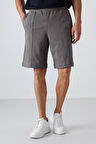 Koyu Gri Pamuklu Kalın Yumuşak Dokulu Comfort Fit Basic Erkek Şort - 81261