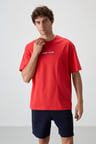 Fiesta Pamuklu Kalın Yüzeyi Dokulu Oversize Fit  Baskılı Erkek T-Shirt - 88372