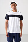Beyaz Polyester Nefes Alan Dokulu İnce Esnek Standart Fit Erkek Performans T-Shirt - 88396