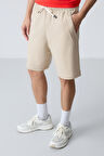 Bej Pamuklu Kalın Yumuşak Dokulu Standart Fit Basic Erkek Şort  - 81278