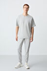 Taş Pamuklu Kalın Yumuşak Dokulu Oversize  Fit Basic Erkek Eşofman Takım - 85261