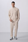 Bej Yüzeyi Dokulu Rahat Form Erkek Eşofman Takım - 85273