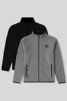 Standart Kalıp Dik Yaka 2li Paket Siyah-Gri Melanj Erkek Polar Sweatshirt - 87992