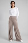 Koyu Bej Comfort Fit Geniş Paça Korsajlı Palazzo Kadın Pantolon - 94681