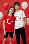Kırmızı Ay Yıldız Baskılı Unisex T-Shirt - 11333
