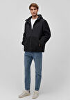 Polar Detaylı Kapüşonlu Siyah Ceket 0110461-900