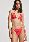 Desenli Kırmızı Üçgen Bikini Üstü 1912596-32317