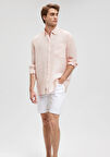 Keten Karışımlı Pembe Gömlek 0211051-71131