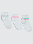 Civil Girls Kız Çocuk 3'lü Patik Çorap 2-12 Yaş Beyaz