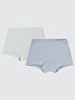 Civil Girls Kız Çocuk 2'li Boxer Set 2-10 Yaş Beyaz-Lila