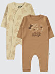 Civil Baby Kız Bebek 2'li Patiksiz Tulum 3-9 Ay Kahve