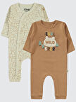 Civil Baby Erkek Bebek 2'li Patiksiz Tulum 3-9 Ay Kahve