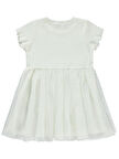 Civil Girls Kalp Baskılı Tüllü 2-5 Yaş Elbise - Ekru 3-4 Yaş
