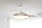 Gizli Kanat Ledli Ses ve Kumanda Kontrollü Tavan Vantilatörü Beyaz