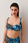 Suwen Azure Drapeli Bikini Üst