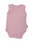 Çıtçıtlı  Bebek Body Zıbın Askılı Düz Pembe Renk