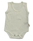 Çıtçıtlı  Bebek Body Zıbın Askılı Düz Ekru Renk