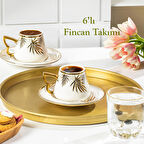 Porsima Seren Altın Yaldızlı 6 Kişilik Fincan Seti 12 Parça Türk Kahvesi Takımı Kahve Fincanı