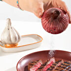 Porsima Mıo-036 Soğan Sarımsak Motifli 2li Standlı Tuzluk Biberlik Seti