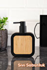 Porsima 3147 Banyo ve Mutfak Sıvı Sabunluk 400ML Siyah-Ahşap