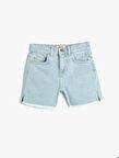 4SKG40043AD Koton Kız Çocuk Kot&Kanvas Şort LIGHT INDIGO