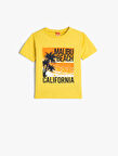 Tişört Kısa California Baskılı Kollu Bisiklet Yaka Pamuklu