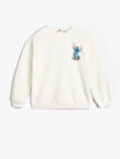Stitch Sweatshirt Lisanslı Uzun Kollu Bisiklet Yaka Pamuklu Şardonlu