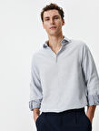 Slim Fit Gömlek Yarım İtalyan Yaka Düğmeli Uzun Kollu