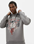 Baskılı Oversize Sweatshirt Kapşonlu Uzakdoğu Temalı