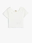 Crop Tişört Kısa Kollu Ribanalı Pamuklu 