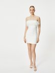 Mini Straplez Elbise Bridal Otriş Tüy Detaylı Slim Fit Astarlı