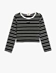 4SKG60035AK Koton Kız Çocuk Sweat Siyah Çizgili