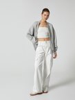 Fermuarlı Sweatshirt Rahat Kalıp Uzun Kollu Yuvarlak Yaka Pamuklu