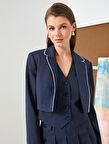 Crop Blazer Ceket Biye Detaylı