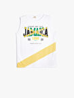 Atlet Jamaica Baskılı Slogan Detaylı Kısa Kollu Renk Bloklu 