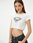 Baskılı Crop Tişört 