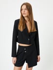 Kısa Blazer Ceket Tek Düğmeli
