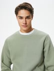 Bisiklet Yaka Sweatshirt Basic Uzun Kollu Şardonlu