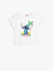 Stitch Tişört Lisanslı Kısa Kollu Bisiklet Yaka Pamuklu