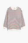 Koton Kız Çocuk Basic Çizgili Sweatshirt Uzun Kollu Bisiklet Yaka Pamuklu