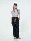 Kısa Kollu Gömlek Crop Düğmeli Klasik Yaka Slim Fit
