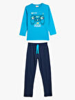Pijama Takımı Oyun Temalı Baskı Detaylı Uzun Kollu Pamuklu 
