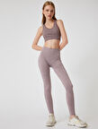 Dikişsiz Tayt Spor Yüksek Bel Tül Detaylı Kırçıllı Slim Fit