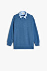 Koton Erkek Çocuk Okul Sweatshirt Basic Okul Gömleği Yaka Detaylı Uzun Kollu Pamuklu