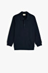 Koton Erkek Çocuk Polo Yaka Sweatshirt Uzun Kollu Düğme Detaylı Pamuklu