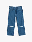 Yıpratılmış Detaylı Pamuklu Straight Jean