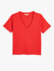 Pamuklu Kısa Kollu V Yaka Tişört