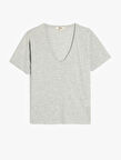 Pamuklu Kısa Kollu Basic V Yaka Tişört